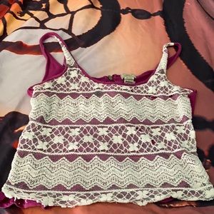 Purple white laced tank top